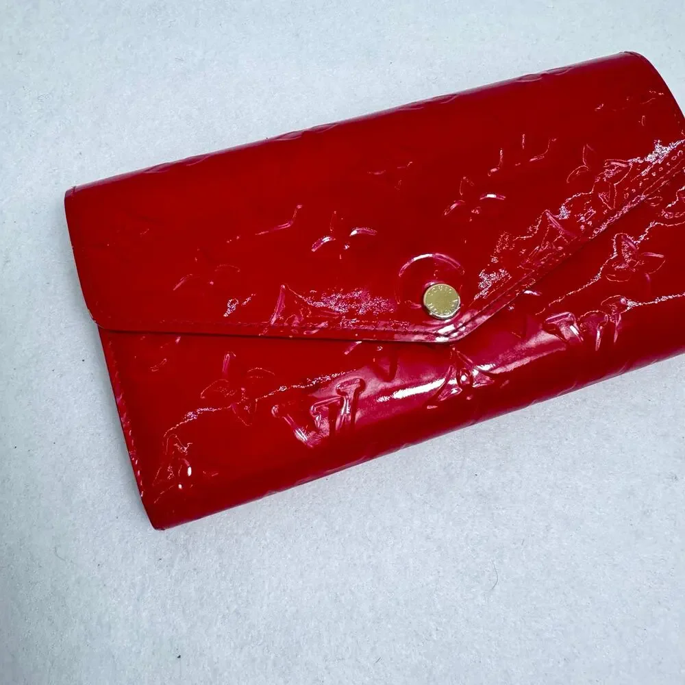 Louis Vuitton Cerise Monogram Vernis Sarah NM3 Wallet Apple red